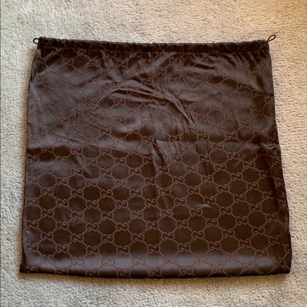 Gucci Dark Brown Satin Monogram Tom Ford Era Drawstring Bag